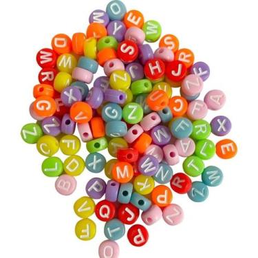 Imagem de 300 Miçangas De Letras Coloridas Redondas Para Fazer Pulseiras Infanti