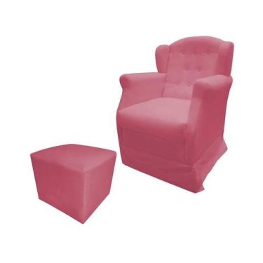 Imagem de Poltrona Cadeira De Amamentação Com Balanço Manu Suede Rosa Ms Decor -