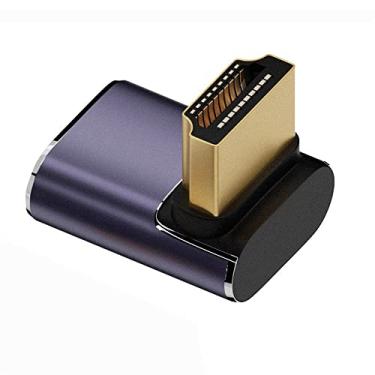 Imagem de NFHK HDMI macho para HDMI 2.1 fêmea vertical 90 graus ângulo baixo perfil UHD adaptador de extensão compatível com HDTV 8K 60hz