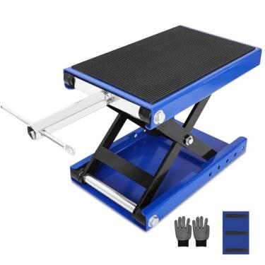 Imagem de SHMQYSY Elevador de Motocicleta, Macaco de Tesoura para Motocicleta com Capacidade de 1100 Libras com Fundo Antiderrapante Aprimorado e Plataforma Larga de Borracha Espessada, Supo (Azul)