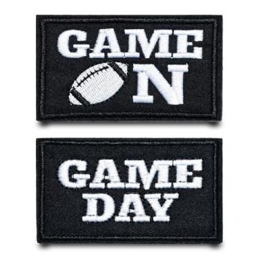 Imagem de 2 peças de patch divertido de dia de jogo bordado militar com aplique de ferro no aplique emblema tático para roupas, jeans, bonés, chapéus, mochilas, jaqueta, colete, bolsas
