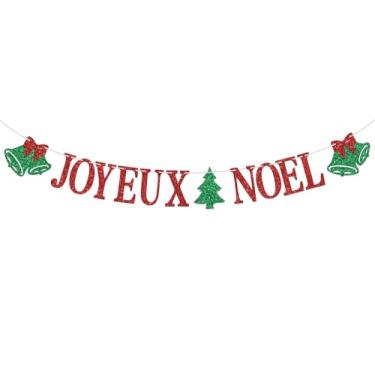 Imagem de Miss Onederful Banner joyeux noel, sinal de flâmula de natal para materiais de decoração de festa de véspera de ano novo, enfeites pendurados de árvore de natal para lareira de festa de escr