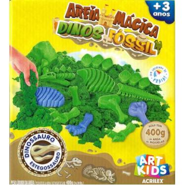 Imagem de Areia Mágica Dinos Fóssil Kit Estegossauro 400g - Acrilex