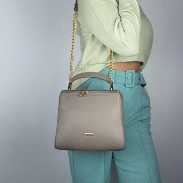 Imagem de Bolsa recuo em couro legitimo b.1083, Cinza