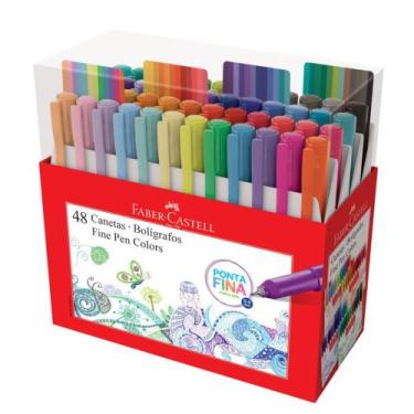 Imagem de Conjunto Caneta Fine Pen 48 Cores Faber Castell 0.4mm Fina