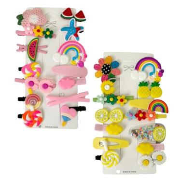 Imagem de Kit C/ 28 Presilhas Meninas Prendedor de Cabelo Sortidas Bico de Pato Tic Tac Laço Flor Etc (Modelo I e J)
