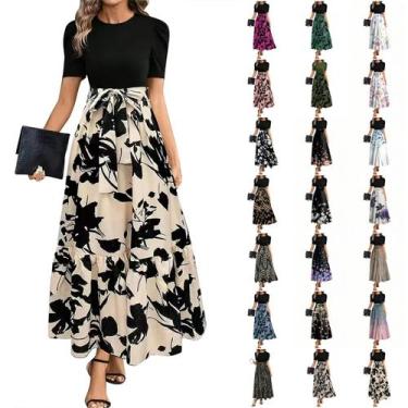 Imagem de Vestidos florais longos para mulheres, 2025, elegantes e casuais, com 