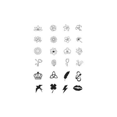 Imagem de Tatuagens temporárias, coroa, lábios de andorinha, trevo de quatro folhas, tatuagens de andorinha, duram de 1 a 2 semanas, aparência de tatuagem real, resiliência, resistente à água,18 x 11 cm