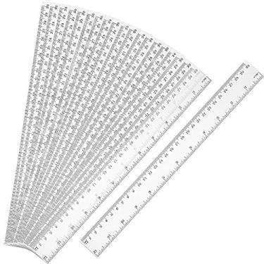 Imagem de Pacote com 20 réguas plásticas régua reta de 30 cm régua flexível com polegadas e métrica para sala de aula, casa ou escritório, EBOOT-Ruler-02, Clear