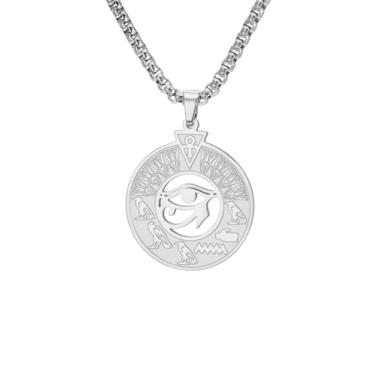 Imagem de EUEAVAN Colar Olho de Hórus Ankh Cruz Chave da Vida Pingente Escaravelho Egípcio Antigo Proteção Cartouche Amuleto Símbolo Egito Joias Religiosas para Mulheres e Homens, Medium, Aço inoxidável, Sem