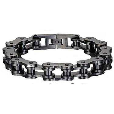 Imagem de VPKJewelry Corrente de elos masculinos masculinos femininos de aço inoxidável para motociclista, motociclista, eternidade, preto, amarelo, branco, prata, polido, resistente, 12 mm C 21 cm, One Size,