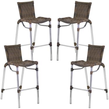 Imagem de 4 Banqueta Alumínio Fortaleza Alta Para Balcão, Cozinha Argila