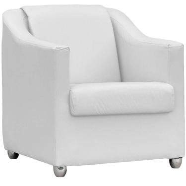 Imagem de Poltrona Decorativa Para Sala Mila Corino Cores Pé De Plástico Cromado - Branco, Corino