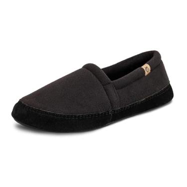 Imagem de Acorn Pantufas masculinas com palmilha de espuma viscoelástica, parede lateral de camurça e sola de borracha, Preto, 12-13
