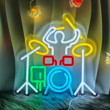 Imagem de sijinna018 Baterista Neon Light Drum Band Player Led Adequado Para Cena Musical, Sala De Estar, Bar E Decoração Festas, Estúdio Arte Rupestre