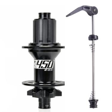 Imagem de BestParts XM450 Hub MTB com 32 furos de liberação rápida, cubo traseiro MTB 5 x 135 mm / cubo frontal MTB 5 x 100 mm, J-Hook 6 parafusos cubo de disco HG substituição para Shimano 8-11 velocidades e