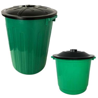 Imagem de Kit Lixeira Com Tampa 65 L + Lixeira Com Tampa 10L Verde