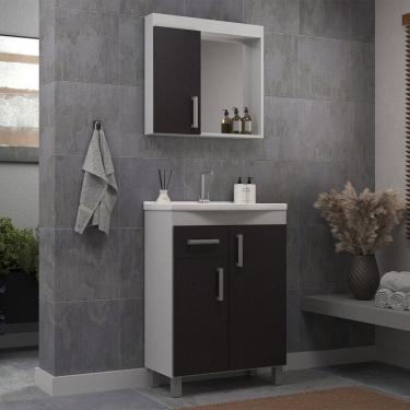 Imagem de Armário para Banheiro com Cuba e Espelheira Branco/Grafite
