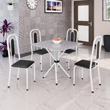 Imagem de Conjunto para Sala de Jantar com 4 Cadeiras Lívia Preto / Branco