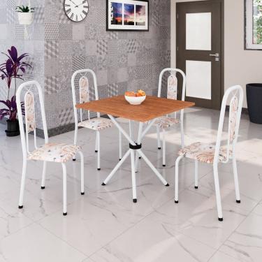 Imagem de Conjunto Sala de Jantar com 4 Cadeiras Lívia Bege / Branco
