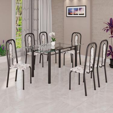 Imagem de Conjunto para Sala de Jantar com 6 Cadeiras Lívia Arabesco / Preto