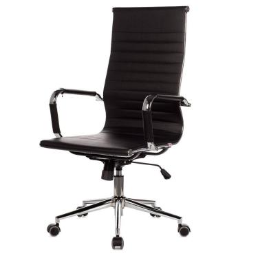 Imagem de Cadeira Escritório Giratória Alta Presidente Esteirinha Anm03p Anima Pu Preto Base Rodízio Cromado