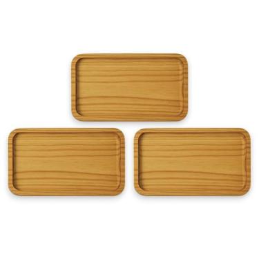 Imagem de Kit 3 Bandeja Retangular 28cm Madeira Decorativa Lavabo Café - Luggari