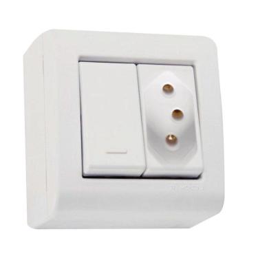 Imagem de Conjunto Caixa 1 Interruptor Simples250v/ 10a + 1 Tomada 2p + T250v/ 20a - Tramontina