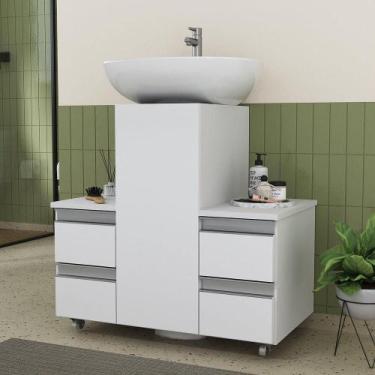 Imagem de Gabinete Banheiro Coluna Para Encaixe Branco Inteiro - Moveis Joia