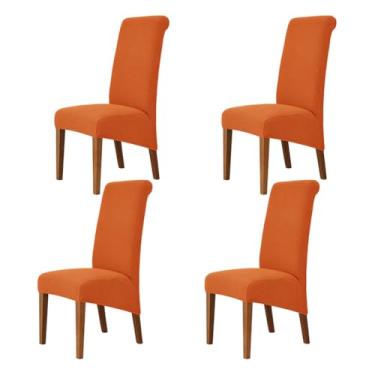 Imagem de Lzyjckh Capa elástica para cadeira de jantar, Capas para cadeiras com encosto alto, Protetor de capa para cadeira Parsons removível e lavável, para sala de jantar, festa,Orange,4PCS