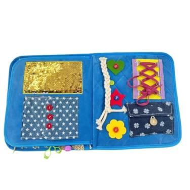 Imagem de EUKVYQPX Cobertores sensoriais para necessidades especiais, cobertores ocupados, brinquedos para melhorar a função cognitiva,Blue