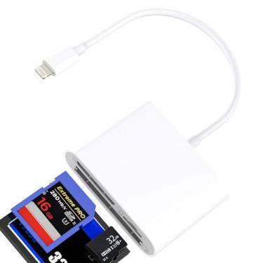Imagem de Leitor de cartão SD Lightning para CF TF (3 em 1) para iPhone14 13 12 Pro Max adaptador para câmera digital certificada Apple MFI Micro SD Memory Photo Data Transfer Dongle para iPad Flash Drive