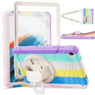 Imagem de Stweap Capa para Samsung Galaxy Tab A9+ 11 polegadas 2023 (SM-X210/X216/X218), protetor de tela integrado com alça de mão e suporte + alça de ombro para tablet Galaxy A9 Plus (rosa colorido +