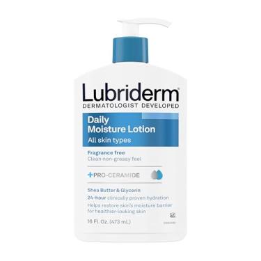Imagem de Loção corporal hidratante sem cheiro Lubriderm Daily Uisture com vitamina B5 para pele normal a seca, não oleosa e sem fragrância. 40 ml. ml.