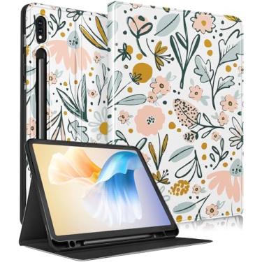 Imagem de Uppuppy Capa para Samsung Galaxy Tab S8 Plus/ S7 Plus/S7 FE 12,4 polegadas mulheres meninas bonito fólio flor feminina kawaii floral bonita capa para tablet Samsung S8 Plus 2022/ S7 Plus 2021/ S7 FE 5G capas