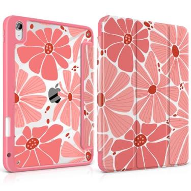 Imagem de MEEgoodo Capa para iPad Air 11 polegadas M3 2025 / M2 2024, para iPad Air 5ª / 4ª geração 27.7 cm 2022/2020, capa para tablet com revestimento traseiro transparente acrílico, margarida groovy