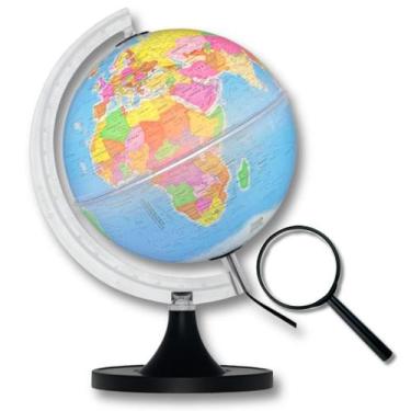 Imagem de Globo Terrestre Político C/Luz LED Gênio 21cm + Lupa de Mão - Libreria