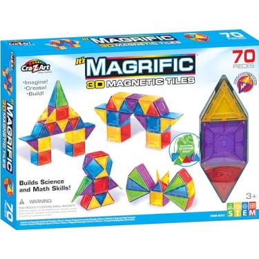 Imagem de Cra-Z-Art Magrific Conjunto de 70 peças de azulejos magnéticos 3D – azulejos coloridos com formas geométricas 3D – STEM Skills para crianças a partir de 3 anos