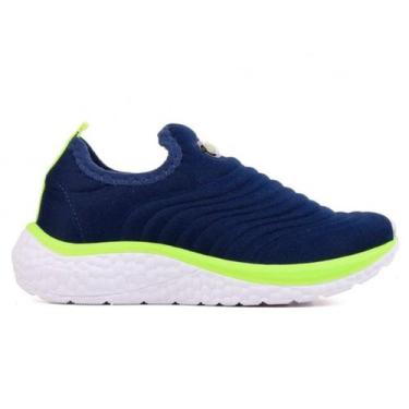 Imagem de Tenis infantil via vip escolar calce facil knit 9503, 35, Marinho verd