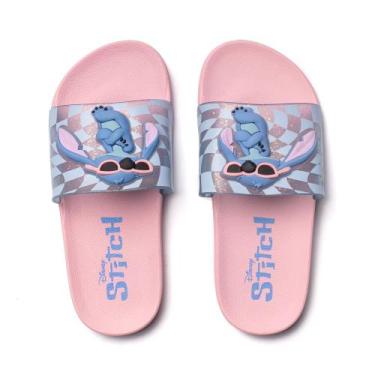 Imagem de Chinelo Infantil Grendene Disney Kids Slide Stitch Rosa/Azul, Rosa, Az