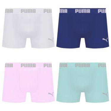 Imagem de Kit 4 Cuecas Puma Boxer Sem Costura Masculina, Branco, Rosa, G