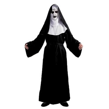 Imagem de Fantasia de freira para mulheres, de luxo, assustadora, plus size, fantasia de Halloween, roupa para festa, unissex, masculino, padre, cosplay, terno preto, Preto, Small