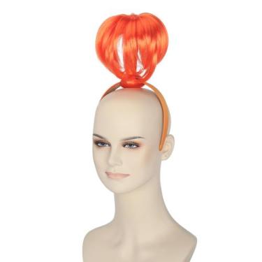 Imagem de Peruca Yan Dream Straight Orange com faixa de cabeça para festa de cos