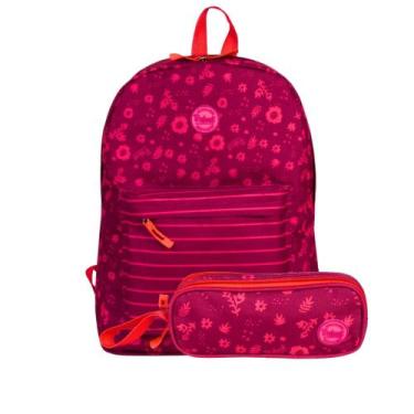 Imagem de Kit Escolar Juvenil Rabisk Floral Mochila Impermeável RK2472 + Estojo 