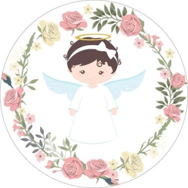 Imagem de Painel de Tecido Sublimado Redondo Batizado c/ Elástico 1,5x1,5m - Fab