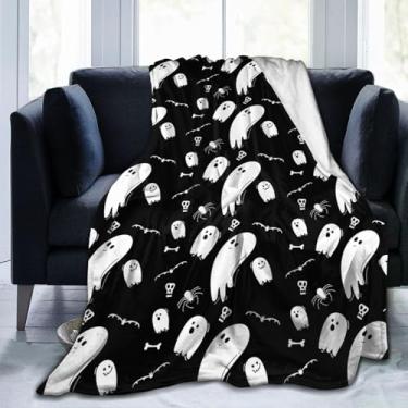 Imagem de Cobertor fantasma de Halloween 152 x 127 cm, presentes para homens, mulheres, meninos, meninas, cobertores de pelúcia de flanela macia para cama, sofá, viagem, acampamento
