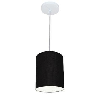 Imagem de Lustre Pendente Cilíndrico Md-4012 Cúpula Em Tecido 18x25cm Preto - Bivolt
