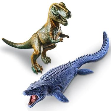 Imagem de 2un Brinquedos Dinossauros Mosassauro e Rex Realista Vinil