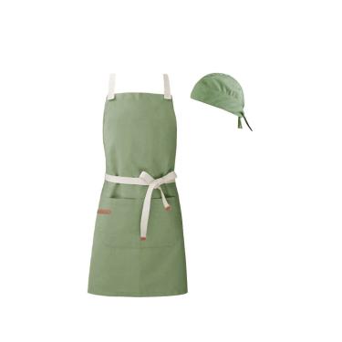 Imagem de Avental Verde Mate e Bandana Algodao Cafeteria Bar Vegano