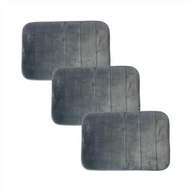 Imagem de Tapetes Lavabo 3 Unidades Tecido Poliéster Base emborrachada Canto Box 40x60CM Absorvente Cinza Chumbo